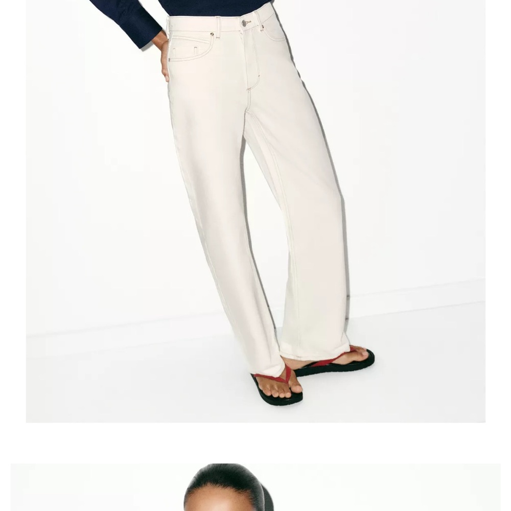 Zara STRAIGHT HIGH-WAIST ANKLE JEANS ECRU size 4 - Picture 4 of 5